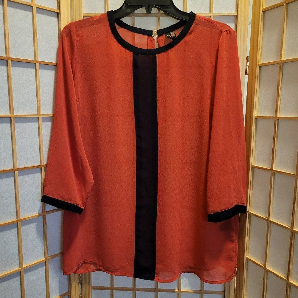 Ravel Womens Semi Sheer Blouse/Top Sz M